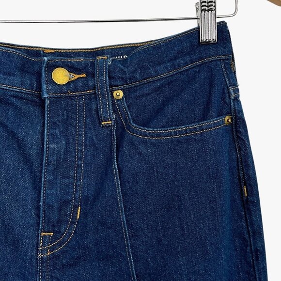 J Crew Pintuck Denim Trouser Rinse Wash Petite Size 27P Wide Leg Dark Blue - Picture 2 of 12